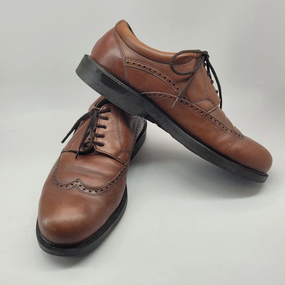 Florsheim Comfortech Mens Brown Leather Wingtip Derby Shoes 30610 Size 10 D‎